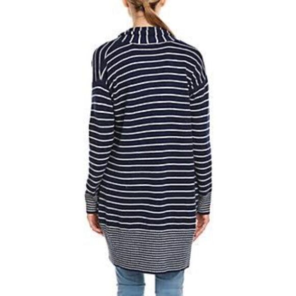 Splendid Wool Blend Cardigan Sweater Needle Stripe in Navy & Natural XS - Picture 2 of 8
